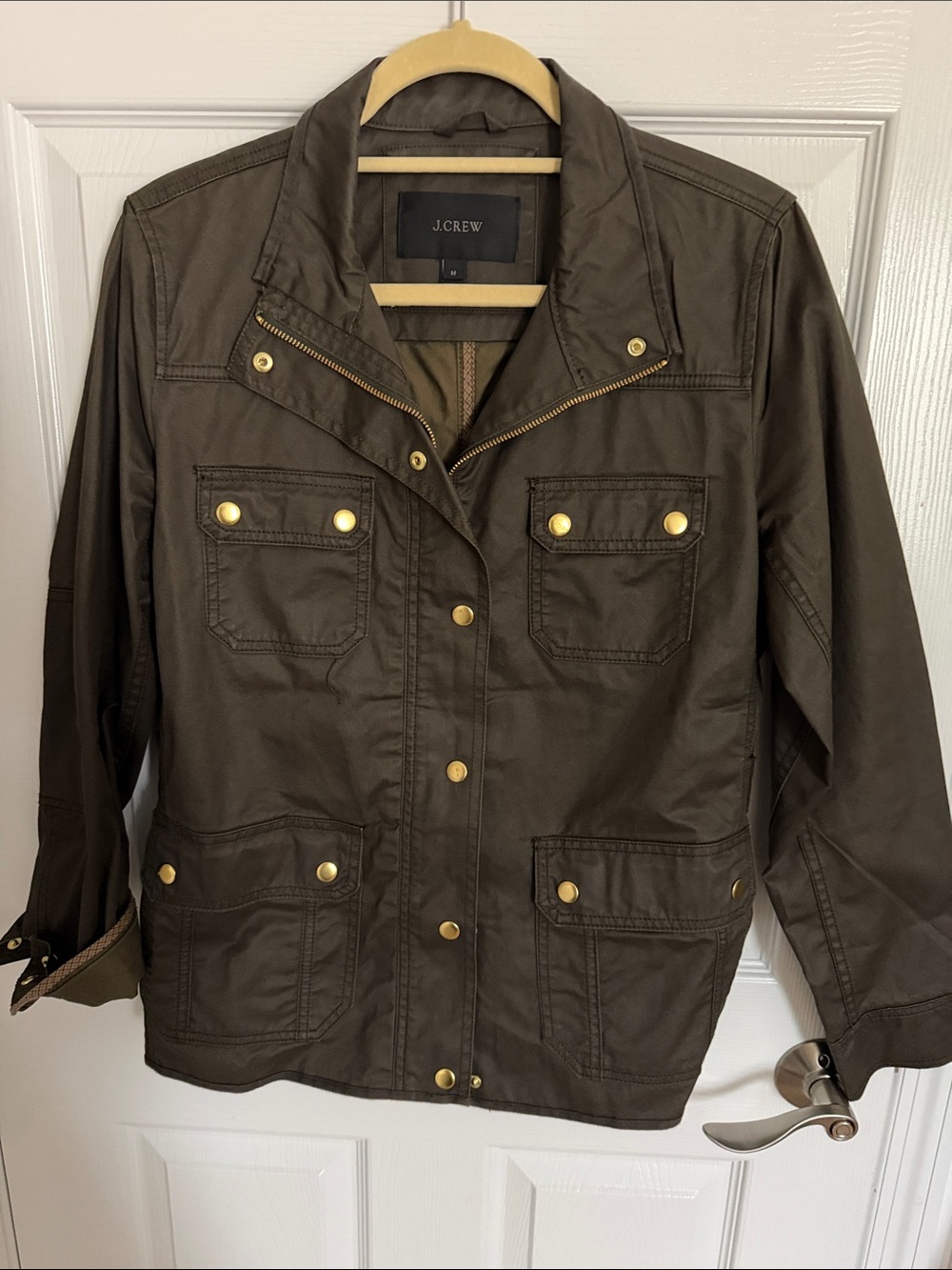 J. Crew Olive Green Utility Field Jacket with Gold Hardware